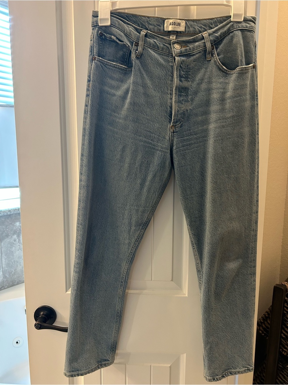 Agolde Light Blue High-Rise Straight Jeans